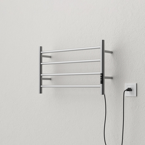 Sèche-<span class=keywords><strong>serviettes</strong></span> électrique mural en acier inoxydable noir double finition chromée pour salle de bain - Product Image 4