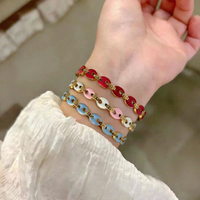 Bracelet rond émaillé de style rétro pour femmes, bracelet ouvert haut de gamme en acier inoxydable, vente en gros d'usine