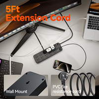 Protecteur de surtension multiprise 10 prises secteur 4 ports USB C répertoriés UL rallonge de bureau à montage mural pour le bureau à domicile américain