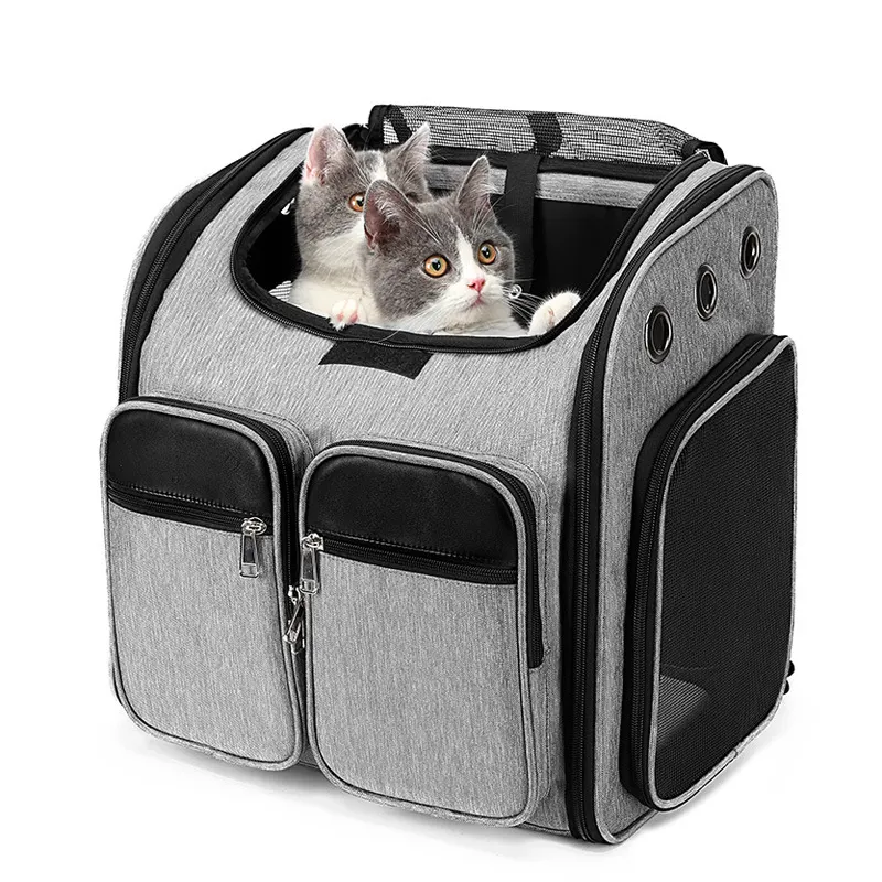 Custom Dog Bagpack Light Weight Comfortable Fabric Breathable Mesh Portable Large Pet Travel Cat Carrier Backpack