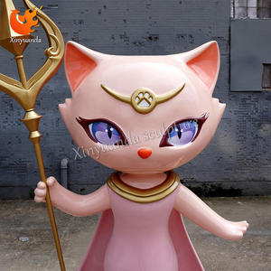 Adornos Decorativos Personalizados para Puerta de Tienda con Diseño de Animales de Dibujos Animados, Escultura Pintada de Gato Mágico en Fibra de Vidrio, Modelo Abstracto - Product Image 6