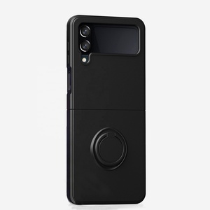 Silicone tactile pour <span class=keywords><strong>Samsung</strong></span> Z <span class=keywords><strong>Flip3</strong></span> Z Flip4 Z Flip5 Z Flip6 TPU couverture de téléphone avec support anneau de doigt couleur unie étui souple - Product Image 4