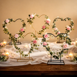 Support de fleurs en métal en forme de cœur pour centre de table de mariage, décoration de table, support d'arche de roses DIY pour fête - Product Image 3