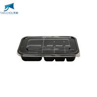 Contenants alimentaires rectangulaires jetables à 4 compartiments, étanches, transparents, en plastique PET de 5 mm, avec couvercles, pour nouilles, gâteaux, préparation de repas