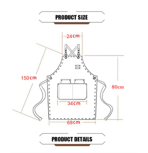 Tablier robuste réglable sans manches en toile polyester-coton avec poches pour outils – Vêtement <span class=keywords><strong>de</strong></span> travail lavable en machine pour barbiers et chefs - Product Image 6