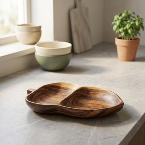 Bol de service en bois poli, écologique, design vintage, pour servir les aliments, offrir en cadeau, bols décoratifs pour la table, pour les fêtes - Product Image 1