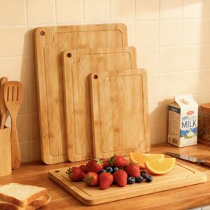 Juego de 3 Tablas de Cortar de Bambú para Cocina con Ranuras para Jugos, Juego de Tablas de Cortar de Bambú Premium de Varios Tamaños - Product Image 2