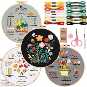 Original nuevo <span class=keywords><strong>bordado</strong></span> práctica <span class=keywords><strong>Manual</strong></span> DIY 4 piezas algodón tela base conjunto docenas puntada principiantes combinados para costura - Product Image 5