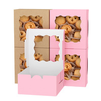 Boîtes de boulangerie carrées en carton en gros avec fenêtre personnalisée pour mini-gâteaux, friandises, pâtisseries, donuts, macarons