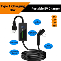 Nouveau chargeur EV portable Type 1 J1772 8A-16A réglable, prise NEMA 5-15, étanche IP66, câble de 5 m