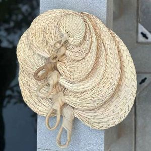 Abanico Tradicional Chino de Bambú y Rafia de Color Natural, Abanico de Verano Tejido a Mano con Hojas de Palma y Paja de Ratán - Product Image 6