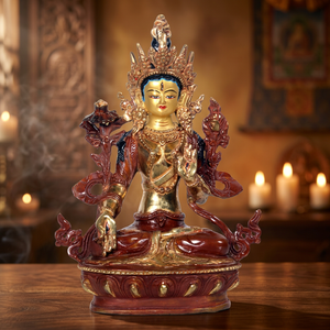 Statue de la déesse bouddhiste Tara, sculpture en métal de haute qualité, imitation laiton antique, origine Inde, objet de collection artistique Asterisk - Product Image 3