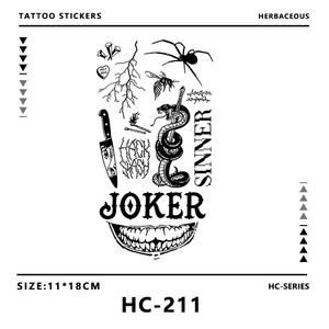 Tatuajes Temporales de Cartulina Blanca con Diseño Creativo de Joker y Sinner, Estilo Chino, Pequeños y Aterradoros, Resistentes al Agua y al Sudor - Product Image 2