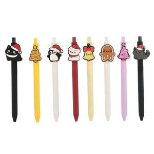 Stylo gel de Noël avec autocollant en caoutchouc souple et clip pour papeterie, cadeau, logo personnalisé - Product Image 2