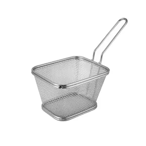 Soporte para patatas fritas de acero inoxidable, minicesta para freidora de patatas fritas con taza, cesta para utensilios de cocina