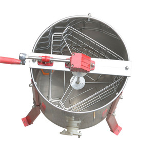 Extractor de miel manual de 3 cuadros de acero inoxidable con soporte ajustable y tapa transparente - Product Image 3