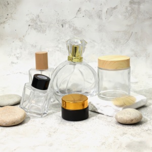 Venta de Fábrica, Botella de Vidrio Transparente Personalizada, Botella de Perfume Plana de Lujo con Tapa - Product Image 4