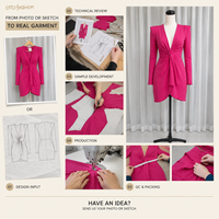 Robe courte rose pour femme, col en V, manches longues, froncée, devant croisé, élégante, pour soirée, personnalisable, OEM, marque privée