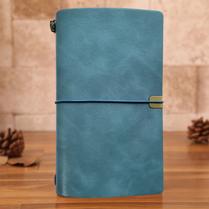 Carnet A6 vintage en cuir PU avec élastique, journal de voyage personnalisable, agenda de bureau avec pages vierges et lignées - Product Image 6