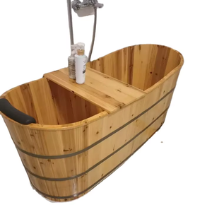 Portable en <span class=keywords><strong>bois</strong></span> baril baignoire traditionnelle rectangulaire extérieur bain de pieds ovale/rond pierre Massage hôtel salle de bain - Product Image 1