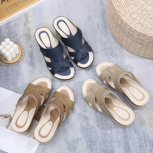 Sandales pour femmes à bout ouvert personnalisées en gros 2026, nouvelles sandales confortables décontractées à talon compensé pour l'extérieur, sandales de plage pour femmes - Product Image 3