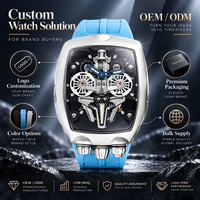 Montre mécanique automatique squelette personnalisée pour homme, acier inoxydable 316L, saphir synthétique, bracelet en silicone, montre-bracelet de luxe OEM