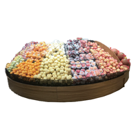 Supermarkt fruit- en groentekraam ontwerp, multiplex en staal, houten kleurdesign