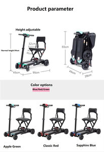 Trottinette électrique pliable portable en alliage d'aluminium à 4 roues, haute qualité, pliage à une touche, pour adultes, autonomie de 15 km, transport en avion - Product Image 6