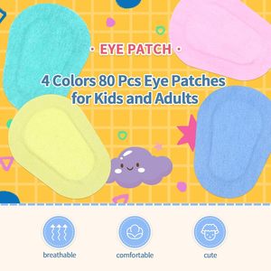 แผ่นปิดตาเด็ก 4 กล่อง/80 ชิ้น แผ่นปิดตาแบบมีกาวสีสันสดใส ระบายอากาศได้ดี แผ่นปิดตาสำหรับสายตาขี้เกียจ 4 แบบ สำหรับอาการตาขี้เกียจและตาไขว้ - Product Image 5