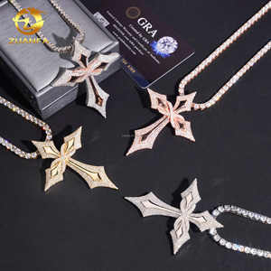 Novedades Collar Con Colgante De Cruz De Diamante Moissanita VVS1 En Plata S925 Y Certificado GRA, Joyería De Lujo Para Hombre Estilo Hip Hop - Product Image 3