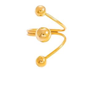 Stainless Steel 18k Gold Planet Open <b>Ring</b> For Women Geometric Ball Design Fashion Jewelry Gift - Product Image 5