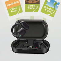 Earphone TWS Olahraga XG33 Nirkabel Tahan Air dengan Pengait Telinga, Nyaman untuk Berlari, Layar Digital LED Indikator Baterai JL
