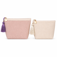 Nouvelle Trousse de Maquillage Portable en Velours Côtelé avec Fermeture Éclair, Mini Pochette Rouge, Étui Cosmétique à Petite Ouverture, Solution de Rangement Portable