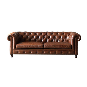 Sofá de Cuero Individual de Estilo Retro con Tres Asientos, Diseño Multifuncional para Sala de Estar de Apartamento - Product Image 6