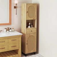Meuble de salle de bain haut écologique avec 2 portes, compartiment ouvert, tiroir et étagères réglables – Fournisseur d'usine