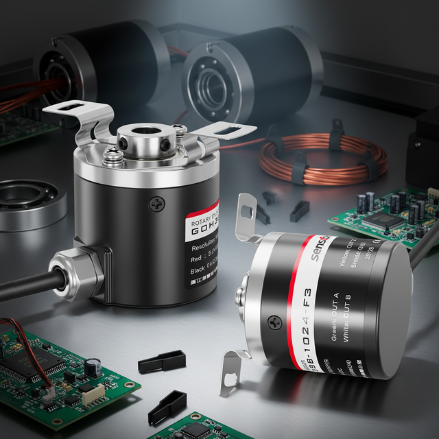 Rotary Encoder 6/8mm Hollow Shaft Printing Machine GLT38B DC 5-24V ABZ 3 Phase Output