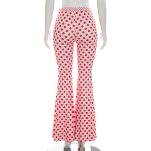 Viviblook Q26PT084 Nuevos pantalones casuales para mujer, pantalones acampanados con estampado de lunares, ajustados y a la moda para damas - Product Image 2