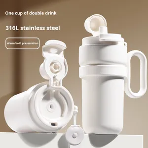 Tại Gói Chất Lượng Cao Phong Cách 316 Thép Không Gỉ Cách Nhiệt Cốc Cà Phê Rơm Ly Uống Kép Hiện Đại Internet Người Nổi Tiếng Xử Lý - Product Image 1