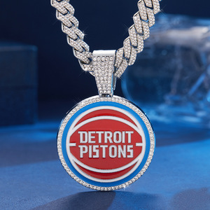 Collier de championnat de basketball personnalisé, chaîne cubaine plaquée argent et or, entièrement sertie de cristaux, pendentif tournoi de baseball - Product Image 6
