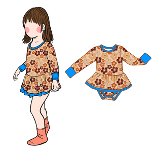 Conjunto de Ropa para Bebés Niñas A26-22 con Estampado Personalizado, Tirantes Ajustables, Volantes, Spandex/Algodón Orgánico, Anti-Pilling - Product Image 6