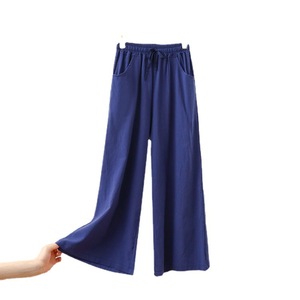 <span class=keywords><strong>Pantaloni</strong></span> da donna a gamba larga <span class=keywords><strong>con</strong></span> coulisse elastica in vita alta e <span class=keywords><strong>tasche</strong></span> <span class=keywords><strong>laterali</strong></span>, ideali per l'uso quotidiano estivo, casual e comodi - Product Image 5
