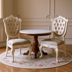 Set di 2 sedie da pranzo trapuntate in ecopelle con gambe in legno, design elegante per l'arredamento della sala da pranzo di casa - Product Image 2