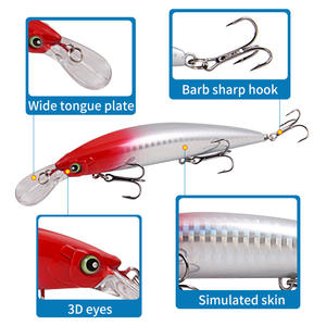Señuelo Ytqhxy Minnow de 15.2cm y 36g, cebo de fondo hundible para pesca de pez mandarín en agua dulce y marina, diseño de tres anzuelos - Product Image 3