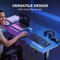 Table de jeu électrique AOR pour e-sport, avec cadre en acier inoxydable, design moderne, montage facile, bureau multifonctionnel en panneaux de fibres