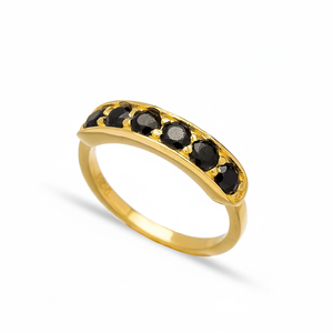 Noir Zircon Pierre CZ Bande Anneau À La Main Turc En Gros Élégant Simple 925 Bijoux En Argent Sterling - Product Image 2