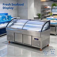 Vitrine réfrigérée commerciale pour fruits de mer avec vitrine en verre incurvé pour la vente au détail