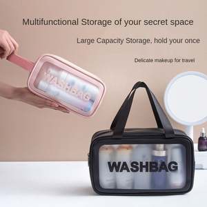 Ensemble de 6 trousses de maquillage transparentes en PVC pour femmes, étanches, pour les voyages en plein air, trousse de maquillage transparente givrée - Product Image 2