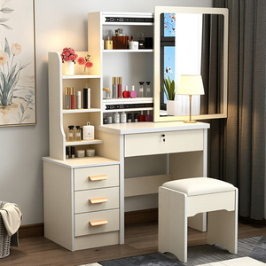 Modern Sürgülü Aynalı Makyaj Masası, LED Makyaj Lambası ile, Yatak Odası Makyaj Alanı için Tuvalet Masası - Product Image 3