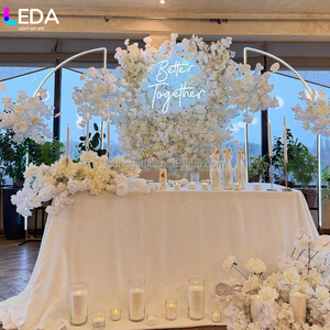LEDA Indoor Event Party White LED Fan-shaped Metal Background <b>Frame</b> Simple Wrought Iron Hanging Flower Arch for <b>Wedding</b> - Product Image 2