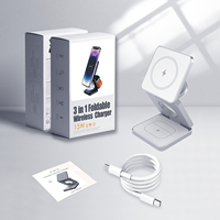 Chargeur sans fil magnétique pliable 15W, station de charge rapide 3 en 1 pour appareils Apple, support de charge pliable pour voyage